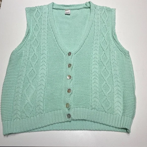Simons Sweaters Twik By Simons Pastel Green Vest With Buttons - Main Image